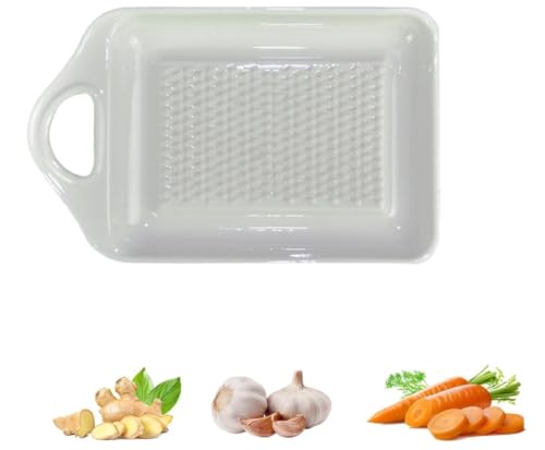 Keramikreibe,11 x 7cm Quadratische Form Reibeteller,Weiß Reibeteller Keramik,Wiederverwendbar Keramikreibe,Tellerreibe Keramik,für Ingwer Knoblauch Zwiebel Quadratisch von SpetngSake