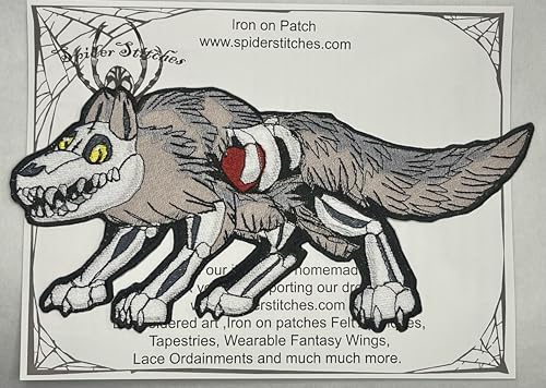 Riesiger Dire Wolf Skelett Skelett Knochen Aufnäher Aufnäher Applikation Biker Totenkopf Riesiger Dire Wolf Skelett Skelett Knochen Aufnäher Aufnäher Applikation Biker Totenkopf von Spider Stitches