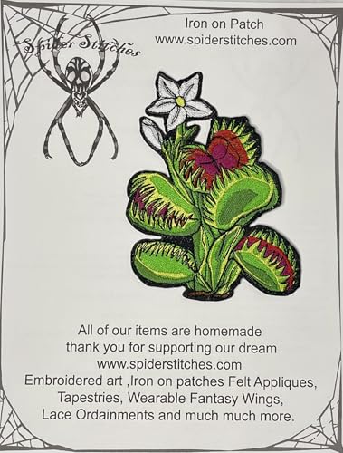 Venus Fliegenfalle Fleischfressende Pflanze zum Aufbügeln oder Aufnähen, bestickte Fliegenfalle, Blume von Spider Stitches