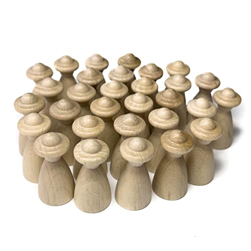 Spieltz große Menschen-Spielfiguren aus Holz, Personen mit Hut groß, Höhe 4 cm (20/40 mm), für Brettspiele. Made in Germany (Rohholz, unbehandelt, 30 Figuren) von Spieltz