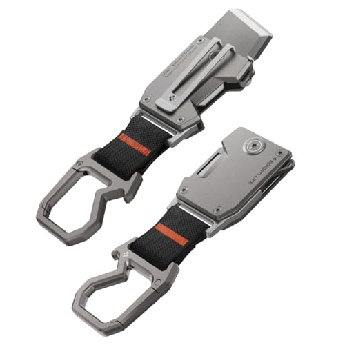 Spigen Life Taschenmeesser mit Karabiner Schlüsselclip, Schlüsselanhänger Clip mit Klappmesser, EDC Messer, Ausrüstung und Flaschenöffner (1 Stück) - Gunmetal von Spigen