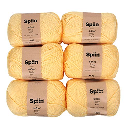 Spiin SNYRN009 Softee Baby Yarn Lemon-x6 100g Skeins, Yellow, One size, 600 Gramm von Spiin