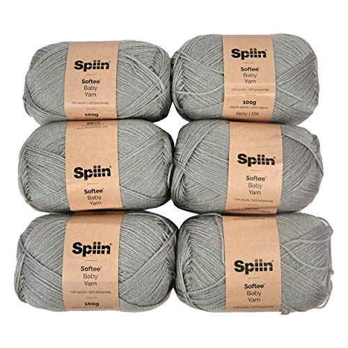 Spiin SNYRN010 Softee Baby Yarn Grey-x6 100g Skeins, One size, 600 gramm von Spiin