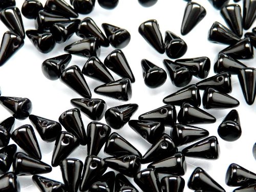 20 Stück Tschechische Glasperlen Spike Klein 5x8mm Jet Black von Spike Beads