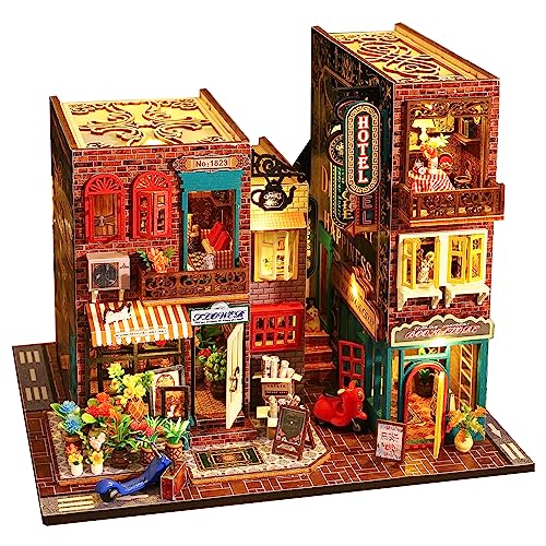 Spilay DIY Miniatur Puppenhaus Bausatz mit Holzmöbeln, DIY Miniatur Haus Bausatz mit staubdichter Abdeckung, Spieluhr und LED, Maßstab 1:24 kreatives Geschenk für Frauen Freundin Liebhaber ES009 von Spilay