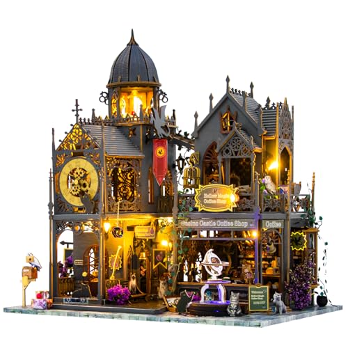 Spilay DIY Miniature House, Puppenhaus Holz Bausatz, mit Staubdichte Abdeckung, Spieluhr und LED, für Erwachsene Geschenk (Huoluo Castle) von Spilay