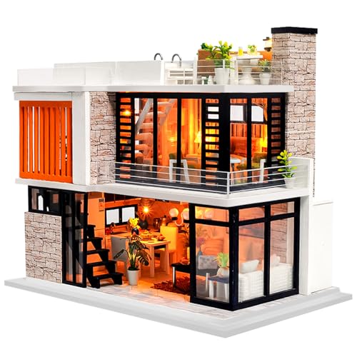 Spilay DIY Puppenhaus, Mini Moderne Villa Modell Bausatz mit Spieluhr, 1:24 Maßstab kreative Puppenhaus, Beste Weihnachten Geburtstag Geschenk für Liebhaber (Florenz) (Florence) von Spilay