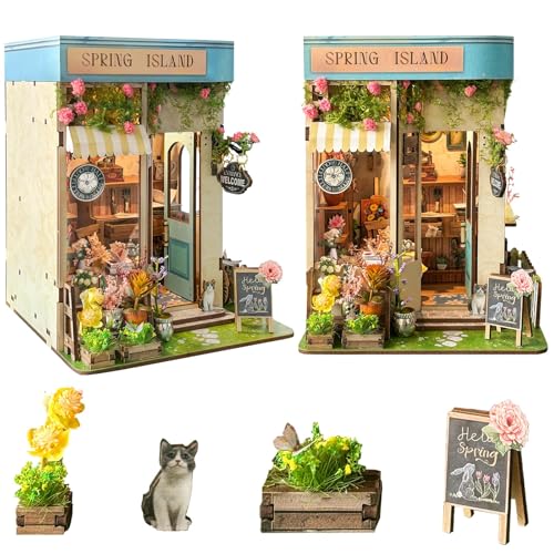 Spilay Miniatur-Puppenhaus-Buchecken-Set, 3D-Holz-Puzzle-Buchecken-Set, Dekoration, mit LED-Licht und Staubschutz, für Erwachsene und Jugendliche, Geschenke für Familie, Freunde (Floristen auf Spilay Miniatur-Puppenhaus-Buchecken-Set, 3D-Holz-Puzzle-Buchecken-Set, Dekoration, mit LED-Licht und Staubschutz, für Erwachsene und Jugendliche, Geschenke für Familie, Freunde (Floristen auf von Spilay