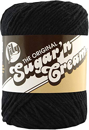 Lily Sugar'n Cream Yarn - Solids-Black von Spinrite