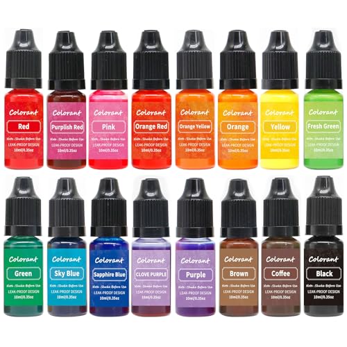 Kerzenfarbe - 16 Farben, Kerzenfarbe für Sojawachs, Kerzenfarbstoff für Kerzenherstellung, Ölbasierter Flüssigfarbstoff für Wachsschmelzen, hochkonzentrierter Kerzenwachsfarbstoff Kerzenfarben für Kerzenfarbe - 16 Farben, Kerzenfarbe für Sojawachs, Kerzenfarbstoff für Kerzenherstellung, Ölbasierter Flüssigfarbstoff für Wachsschmelzen, hochkonzentrierter Kerzenwachsfarbstoff Kerzenfarben für von SpirWoRchlan