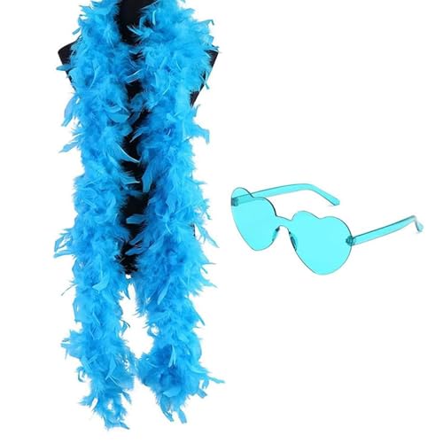 SpirWoRchlan Federboa, 60 g, Truthahn-Boa-Federn mit Herz, randlose Sonnenbrille für Party, Weihnachten, Hochzeit, Kostüm, Konzert, Haustier und Heimdekoration, Blau SpirWoRchlan Federboa, 60 g, Truthahn-Boa-Federn mit Herz, randlose Sonnenbrille für Party, Weihnachten, Hochzeit, Kostüm, Konzert, Haustier und Heimdekoration, Blau von SpirWoRchlan