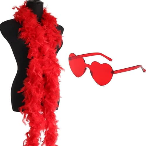 SpirWoRchlan Federboa, 60 g, Truthahn-Boa-Federn mit Herz, randlose Sonnenbrille für Party, Weihnachten, Hochzeit, Kostüm, Konzert, Haustier und Heimdekoration, Rot SpirWoRchlan Federboa, 60 g, Truthahn-Boa-Federn mit Herz, randlose Sonnenbrille für Party, Weihnachten, Hochzeit, Kostüm, Konzert, Haustier und Heimdekoration, Rot von SpirWoRchlan