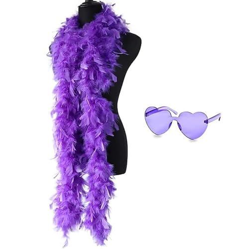 SpirWoRchlan Federboa, 60 g, Truthahn-Boa-Federn mit Herz, randlose Sonnenbrille für Party, Weihnachten, Hochzeit, Kostüm, Konzert, Haustier und Heimdekoration, Violett SpirWoRchlan Federboa, 60 g, Truthahn-Boa-Federn mit Herz, randlose Sonnenbrille für Party, Weihnachten, Hochzeit, Kostüm, Konzert, Haustier und Heimdekoration, Violett von SpirWoRchlan
