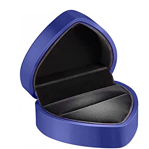 Ring Box Herzform, Samt Ring Schachtel Ehering Box, Schmuckschatullen Geschenkbox für Hochzeit Verlobungsring Valentinstag (Blau) von Spldsun