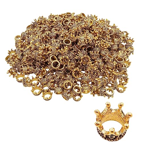 Spldsun 150 Stück Kleine Goldene Kronen, Mini Kronen Deko, Kronen Anhänger, für Herstellung von DIY-Schmuck und Accessoires (Gold mit Schwarz) von Spldsun