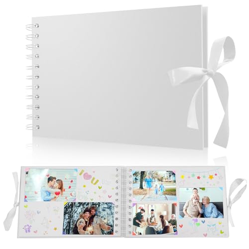 Fotoalbum zum Selbstgestalten, Scrapbook 60 Schwarze Seiten Fotobuch zum Einkleben, DIY Geschenk Scrapbooking Set für Baby Familie Jahrestag Geburtstags Valentinstag Hochzeit, Weiss Fotoalbum zum Selbstgestalten, Scrapbook 60 Schwarze Seiten Fotobuch zum Einkleben, DIY Geschenk Scrapbooking Set für Baby Familie Jahrestag Geburtstags Valentinstag Hochzeit, Weiss von Splend