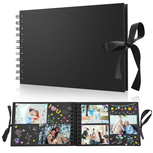 Kleines Fotoalbum zum Selbstgestalten, Scrapbook Fotobuch zum Selbstgestalten 60 Schwarze Seiten Photo Album, DIY Fotoalben Set für Baby Familie Jahrestag Geburtstags Valentinstag Hochzeit, Schwarz Kleines Fotoalbum zum Selbstgestalten, Scrapbook Fotobuch zum Selbstgestalten 60 Schwarze Seiten Photo Album, DIY Fotoalben Set für Baby Familie Jahrestag Geburtstags Valentinstag Hochzeit, Schwarz von Splend