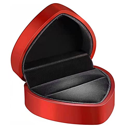 Ring Box Herzform, Samt Ring Schachtel Ehering Box, Schmuckschatullen Geschenkbox für Hochzeit Verlobungsring Valentinstag (Rot) von Spldsun