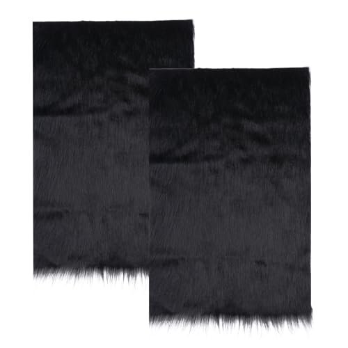 2 Stück Faux Sheepskin Rug-Schaffell Kunstfell Meterware, Zur Dekoration Ihres Zuhauses Oder Fur Warmhalten Im Winter Als Teppich, Sofakissen Und Decken (60*40 Cm, Schwarz) von Sploziia