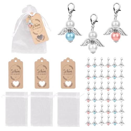 36 Stück Schutzengel Anhänger-Engel Anhänger + Organzabeutel + Kraftpapierkarte(Deutsch) für gastgeschenke hochzeit, taufe geschenk, Geburtstagsgeschenke und Gastgeschenke von Sploziia