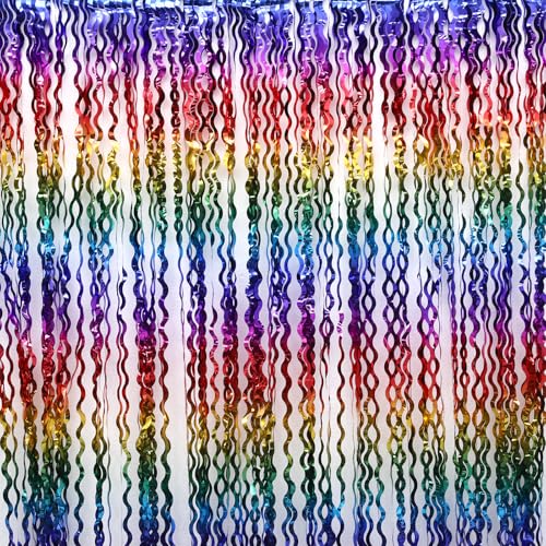 Sploziia 2 Stück Lametta Vorhang Bunt-Glitzervorhang Lametta für Party, Kann für Poolparty Dekorationen, Foto-Hintergrund, Geburtstagsfeier, etc. verwendet Werden.（100cm x 200cm） von Sploziia
