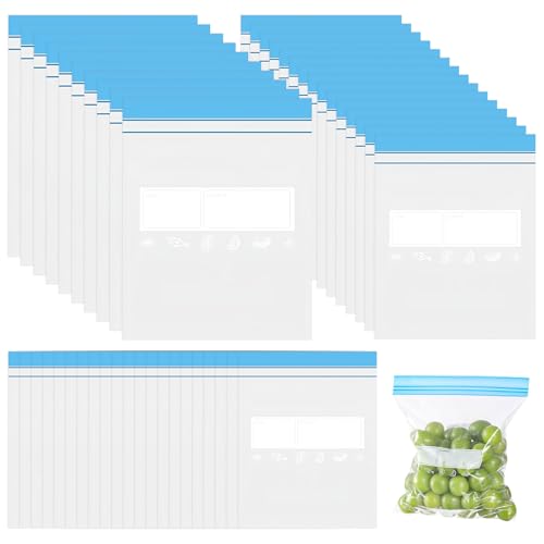 140 Stück Gefrierbeutel Zipper Wiederverwendbare: Zipper Beutel Großer Mittlerer und Kleiner, Druckverschlussbeutel Gefrierbeutel, Aufbewahrungsbeutel für Obst, Gemüse, Getreide, Fleisch, Snacks von Sporgo