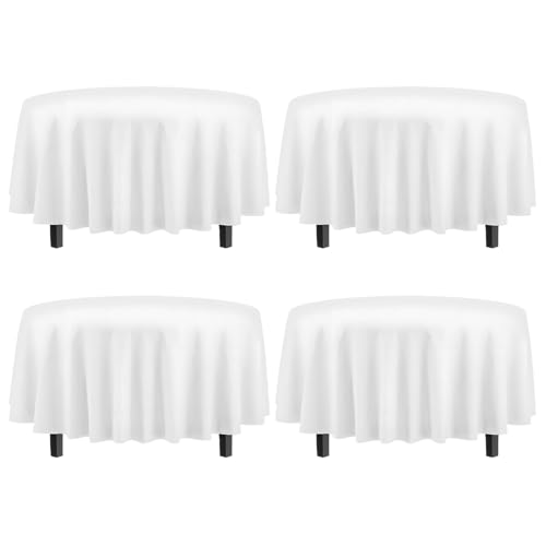 4er-Set Tischdecke Rund: Ø 213cm Weiß Tisch-Überzug PEVA Tischdecke Outdoor Wetterfest und Schmutzabweisend, Tischdecke Abwaschbar Gartentischdecke für Hochzeit, Geburtstag, Taufe, Bankett 4er-Set Tischdecke Rund: Ø 213cm Weiß Tisch-Überzug PEVA Tischdecke Outdoor Wetterfest und Schmutzabweisend, Tischdecke Abwaschbar Gartentischdecke für Hochzeit, Geburtstag, Taufe, Bankett von Sporgo