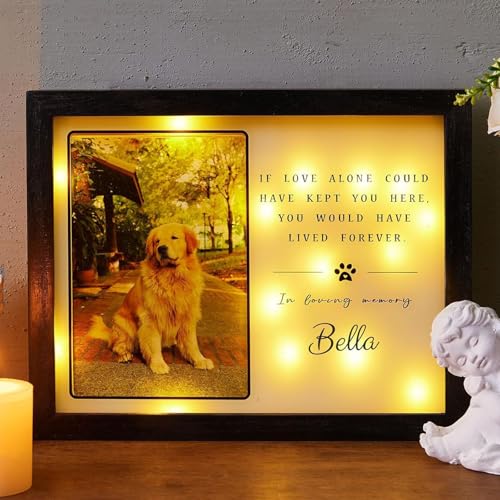 Sporgo Gedenk Fotorahmen Hund und Katze: Holz Bilderrahmen mit Foto Display, Andenken An Verstorbenen Hund, ErinnerungBilderrahmen, Holz Bilderrahmen für Hunde oder Katzenbesitzer (10 x 8 Zoll) von Sporgo