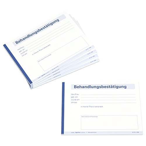 Behandlungsbestätigung 5 Blöcke à 50 Blatt Arztpraxis Physiotherapie DIN A6 quer Behandlungsbestätigung 5 Blöcke à 50 Blatt Arztpraxis Physiotherapie DIN A6 quer von Sport-Tec