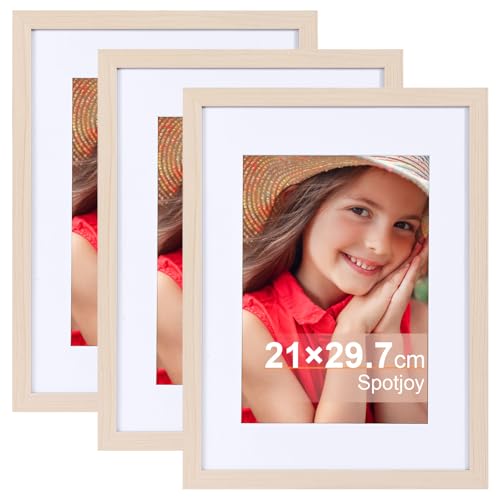 Spotjoy Bilderrahmen A4 21x29.7cm Fotorahmen Holzrahmen Posterrahmen mit Passepartout MDF Rahmen 3er-Set,Holz Spotjoy Bilderrahmen A4 21x29.7cm Fotorahmen Holzrahmen Posterrahmen mit Passepartout MDF Rahmen 3er-Set,Holz von Spotjoy