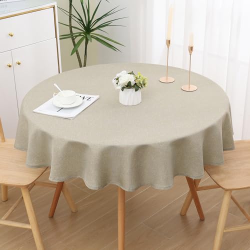 Spotjoy Glitzer Leinenoptik Tischdecke Abwaschbar Rund 140cm Tischtuch Lotuseffekt Wasserabweisend Tischwäsche Fleckabweisend, Leinen Spotjoy Glitzer Leinenoptik Tischdecke Abwaschbar Rund 140cm Tischtuch Lotuseffekt Wasserabweisend Tischwäsche Fleckabweisend, Leinen von Spotjoy