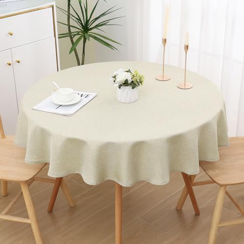 Spotjoy Glitzer Leinenoptik Tischdecke Abwaschbar Rund 140cm Tischtuch Lotuseffekt Wasserabweisend Tischwäsche Fleckabweisend - Beige Spotjoy Glitzer Leinenoptik Tischdecke Abwaschbar Rund 140cm Tischtuch Lotuseffekt Wasserabweisend Tischwäsche Fleckabweisend - Beige von Spotjoy