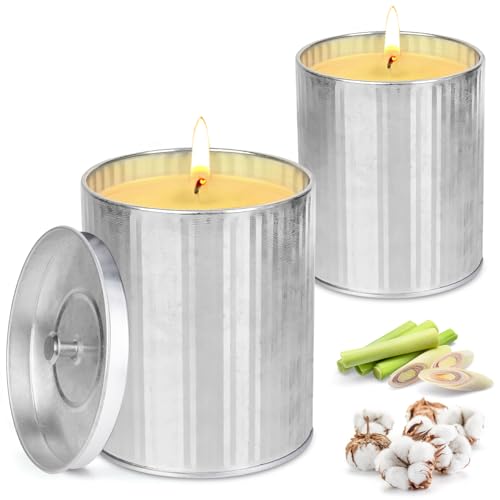 Citronella Kerze Outdoor mit Deckel, aus Sojawachs und Zitronenöl, 100-120Std Brenndauer, Zitronella Kerze Set für Garten, Camping, Grillen und Urlaub, Sommergeschenk von Spoyletto