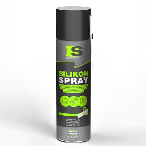 Spraytive 1 x 500ml Silikonspray - Schmiermittel & Gleitspray für Auto, Gummi, Kunststoff & Metall - Farblos, wasserabweisend, rückstandsfrei - von -50 °C bis +250 °C - Made in Germany Spraytive 1 x 500ml Silikonspray - Schmiermittel & Gleitspray für Auto, Gummi, Kunststoff & Metall - Farblos, wasserabweisend, rückstandsfrei - von -50 °C bis +250 °C - Made in Germany von Spraytive