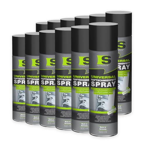 Spraytive 12 x 500 ml Universal Haftschmierfett-Spray – Schmierfett & Kriechöl für Auto, Gelenke, Lager & Scharniere – hochviskoses Sprühfett, Seilfett & Polfett, Korrosionsschutz - Made in Germany Spraytive 12 x 500 ml Universal Haftschmierfett-Spray – Schmierfett & Kriechöl für Auto, Gelenke, Lager & Scharniere – hochviskoses Sprühfett, Seilfett & Polfett, Korrosionsschutz - Made in Germany von Spraytive