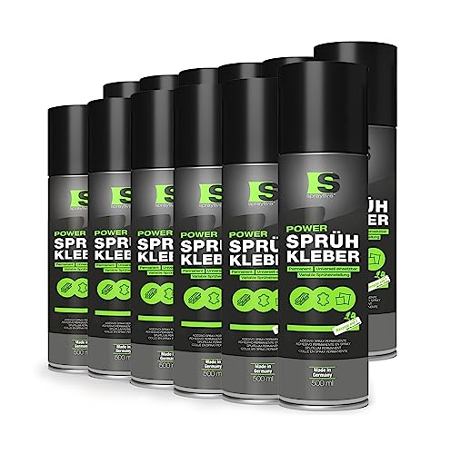 Spraytive 12 x 500ml Power Sprühkleber: Für Textilien, Vlies, Schaumstoff, Leder, Dachhimmel, Teppich, Papier & mehr - Stark permanent haftend mit variabler Sprüheinstellung von Spraytive