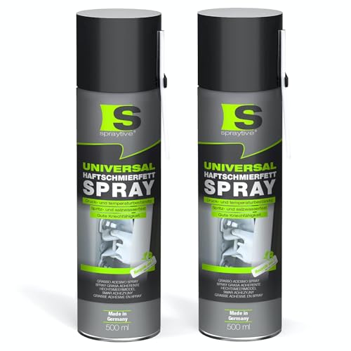 Spraytive 2 x 500 ml Universal Haftschmierfett-Spray – Schmierfett & Kriechöl für Auto, Gelenke, Lager & Scharniere – hochviskoses Sprühfett, Seilfett & Polfett, Korrosionsschutz - Made in Germany Spraytive 2 x 500 ml Universal Haftschmierfett-Spray – Schmierfett & Kriechöl für Auto, Gelenke, Lager & Scharniere – hochviskoses Sprühfett, Seilfett & Polfett, Korrosionsschutz - Made in Germany von Spraytive