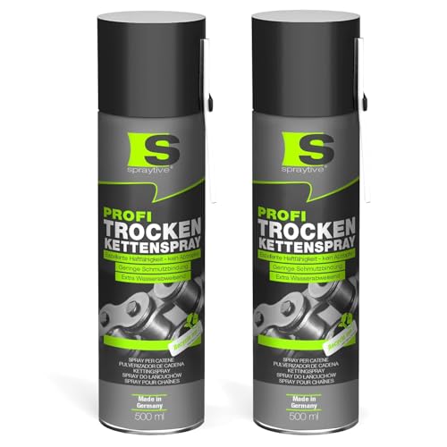 Spraytive 2 x 500ml Profi Trockenkettenspray – PTFE Trockenschmierspray für Fahrrad, Motorrad, Maschinen, Ketten & Zahnräder – haftstark – kein Abschleudern – Allwetterschutz - Made in Germany Spraytive 2 x 500ml Profi Trockenkettenspray – PTFE Trockenschmierspray für Fahrrad, Motorrad, Maschinen, Ketten & Zahnräder – haftstark – kein Abschleudern – Allwetterschutz - Made in Germany von Spraytive