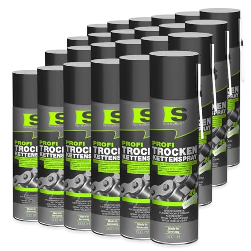 Spraytive 24 x 500ml Profi Trockenkettenspray – PTFE Trockenschmierspray für Fahrrad, Motorrad, Maschinen, Ketten & Zahnräder – haftstark – kein Abschleudern – Allwetterschutz - Made in Germany Spraytive 24 x 500ml Profi Trockenkettenspray – PTFE Trockenschmierspray für Fahrrad, Motorrad, Maschinen, Ketten & Zahnräder – haftstark – kein Abschleudern – Allwetterschutz - Made in Germany von Spraytive