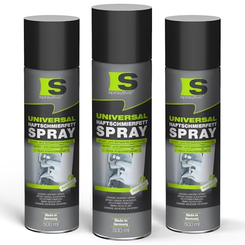 Spraytive 3 x 500 ml Universal Haftschmierfett-Spray – Schmierfett & Kriechöl für Auto, Gelenke, Lager & Scharniere – hochviskoses Sprühfett, Seilfett & Polfett, Korrosionsschutz - Made in Germany Spraytive 3 x 500 ml Universal Haftschmierfett-Spray – Schmierfett & Kriechöl für Auto, Gelenke, Lager & Scharniere – hochviskoses Sprühfett, Seilfett & Polfett, Korrosionsschutz - Made in Germany von Spraytive