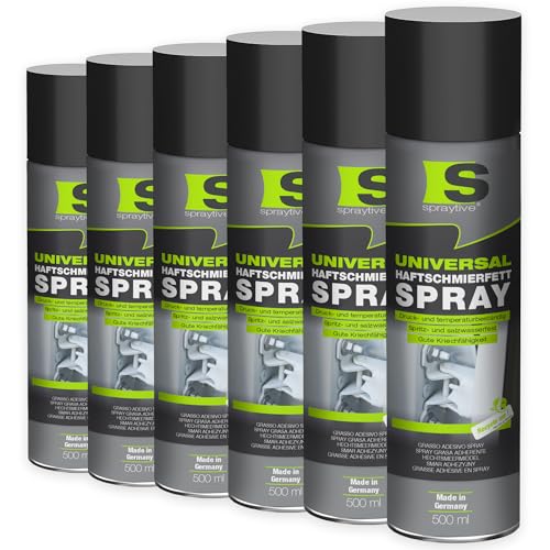 Spraytive 6 x 500 ml Universal Haftschmierfett-Spray – Schmierfett & Kriechöl für Auto, Gelenke, Lager & Scharniere – hochviskoses Sprühfett, Seilfett & Polfett, Korrosionsschutz - Made in Germany Spraytive 6 x 500 ml Universal Haftschmierfett-Spray – Schmierfett & Kriechöl für Auto, Gelenke, Lager & Scharniere – hochviskoses Sprühfett, Seilfett & Polfett, Korrosionsschutz - Made in Germany von Spraytive