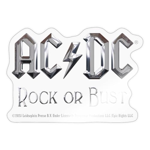 Spreadshirt AC/DC Logo In Silber Rock Or Bust Album Sticker, max. 10 x 10 cm, 10 x 10 cm, Transparent glänzend von Spreadshirt
