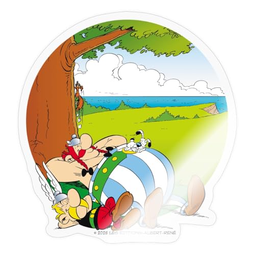 Spreadshirt Asterix & Obelix Machen Siesta Mit Idefix Sticker, max. 10x10 cm, 10 x 10 cm, Transparent glänzend von Spreadshirt