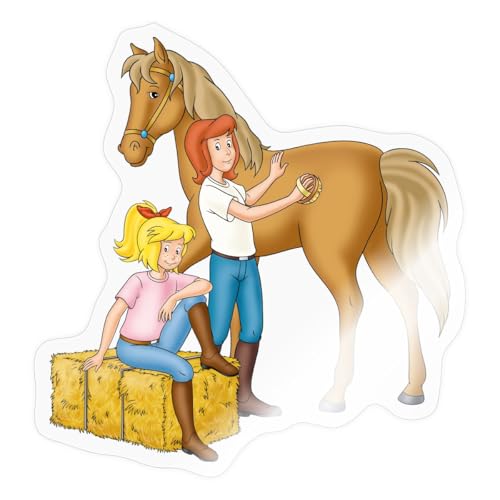 Spreadshirt Bibi Und Tina Striegeln Hengst Amadeus Sticker, max. 10 x 10 cm, 10 x 10 cm, Transparent glänzend von Spreadshirt