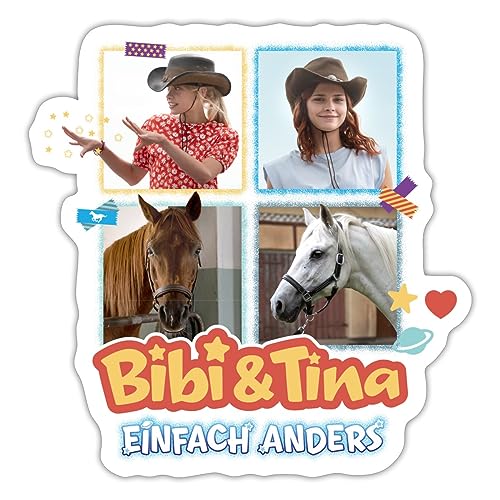 Spreadshirt Bibi & Tina Einfach Anders Collage Sticker, 10 x 10 cm, Mattweiß von Spreadshirt