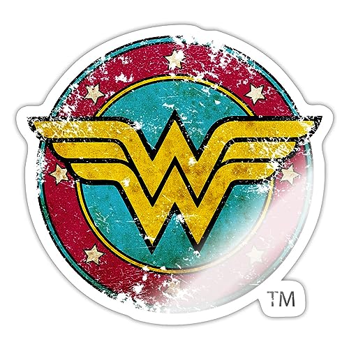 Spreadshirt DC Comics Wonder Woman Logo Used Look Sticker, 10 x 10 cm, Weiß glänzend von Spreadshirt