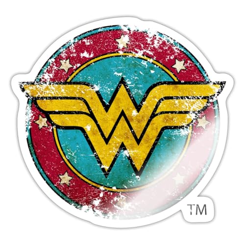 Spreadshirt DC Comics Wonder Woman Logo Used Look Sticker, 10 x 10 cm, Weiß glänzend von Spreadshirt