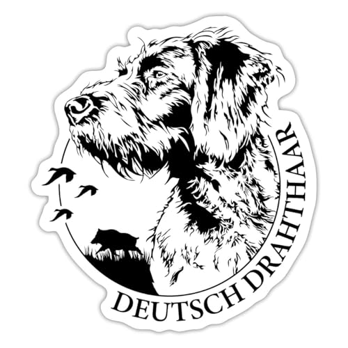 Spreadshirt Deutsch Drahthaar Hund Jagdhund Sticker, max. 10x10 cm, 10 x 10 cm, Mattweiß von Spreadshirt