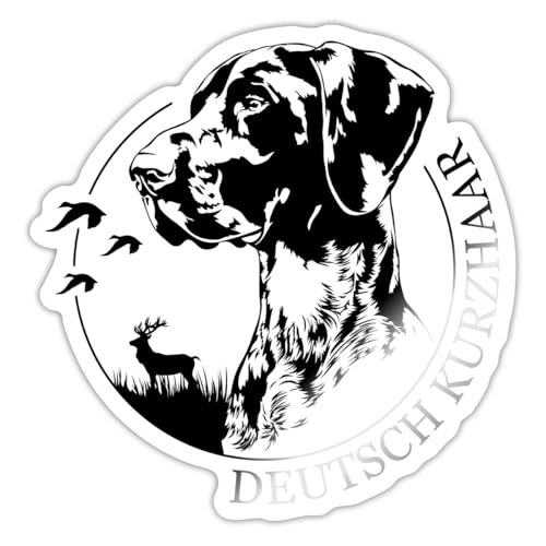 Spreadshirt Deutsch Kurzhaar Jagdhunde Portrait Hund Sticker, max. 10 x 10 cm, 10 x 10 cm, Weiß glänzend von Spreadshirt