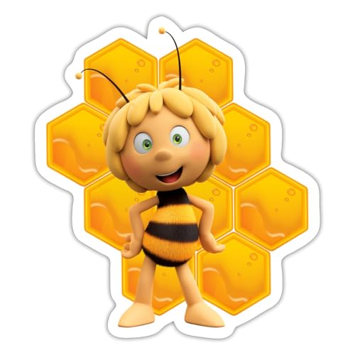 Spreadshirt Die Biene Maja 3 Maja Mit Bienenwabe Sticker, max. 10 x 10 cm, 10 x 10 cm, Mattweiß von Spreadshirt